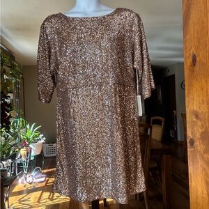 NWT Cato Limited Edition Women’s Elegant Sequin Dress in Gold Size XL